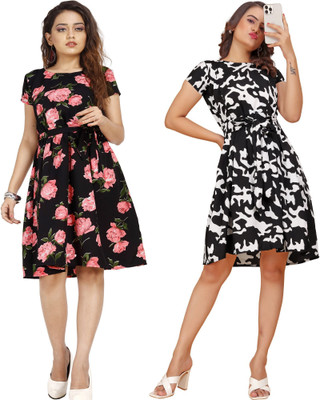 Rinra Women A-line Multicolor Knee Length Dress