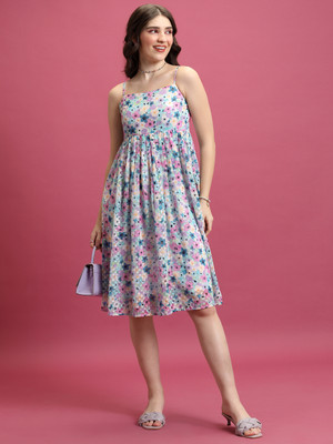 Tokyo Talkies Women Fit and Flare Multicolor Knee Length Dress