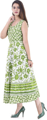 NUWAAL Women A-line Multicolor Maxi/Full Length Dress