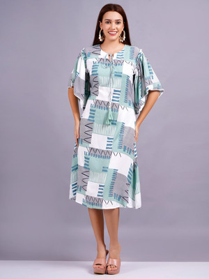 Oh Mi Dios Women Gathered Green Midi/Calf Length Dress