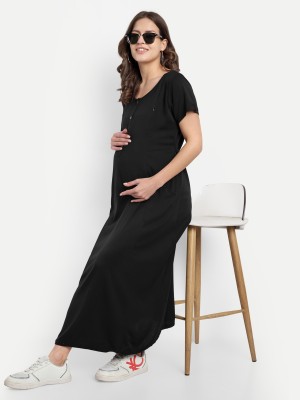 mamma's maternity Women A-line Black Dress