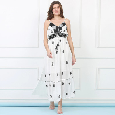 Majestic By Baani Women Maxi White Ankle Length Dress