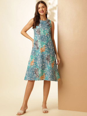 ANOUK Women A-line Green Midi/Calf Length Dress