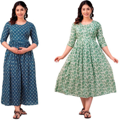Moda Rapido Women Fit and Flare Multicolor Midi/Calf Length Dress