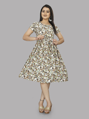 HOUSE OFF COMMON Women A-line Multicolor Knee Length Dress