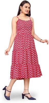 mahalaxmi fab Women Fit and Flare Red Dress