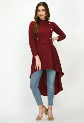 Moshe Women High Low Maroon Dress