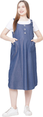 Moms Bee Women A-line Blue Knee Length Dress