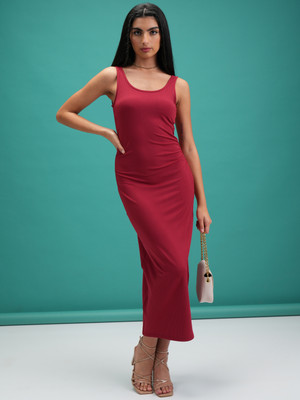 Tokyo Talkies Women Wrap Maroon Maxi/Full Length Dress
