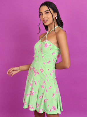 Tokyo Talkies Women A-line Green Mini/Short Dress