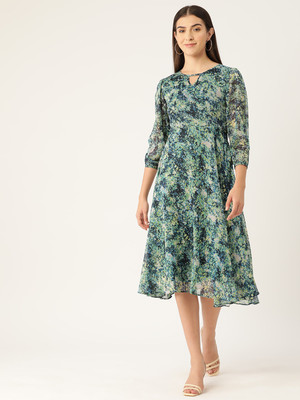 Dressberry Women A-line Green Midi/Calf Length Dress