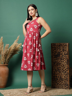 Sangria Women A-line Pink Midi/Calf Length Dress