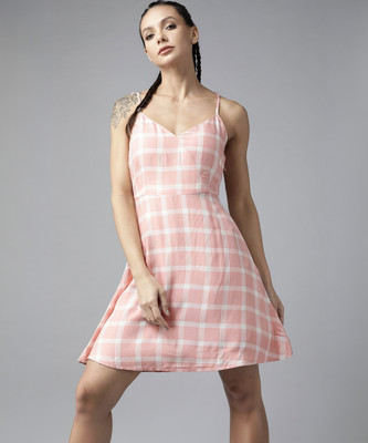 Roadster Women A-line Pink Above Knee/Mid Thigh Length Dress