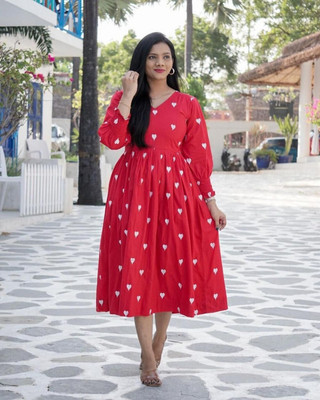 RK Creation Flared/A-line Gown(Red)