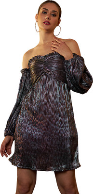 Mayffei Women A-line Purple Above Knee/Mid Thigh Length Dress