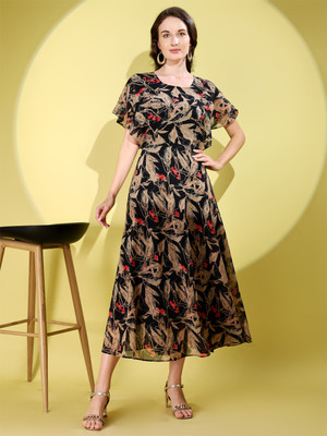 HouseOfCommon Women Maxi Black Full Length Dress