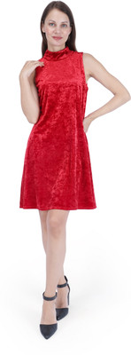 Fuegobella Women A-line Red Mini/Short Dress