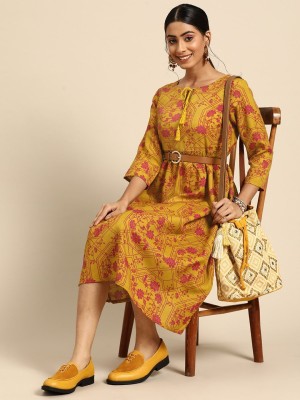 Sangria Women A-line Yellow Dress