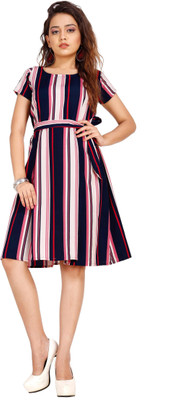 SITARAM FASHIION Women Fit and Flare Multicolor Knee Length Dress