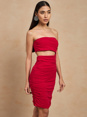 COLOR CAPITAL Women Bodycon Red Mini/Short Dress