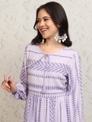 Vishudh Women A-line Purple Knee Length Dress