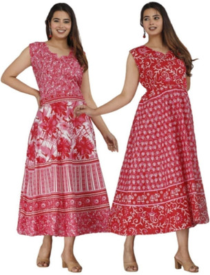 Nuwall Women A-line Red Below Knee Dress