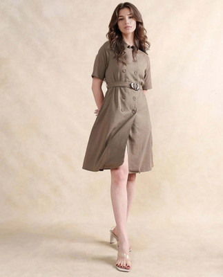 RAREISM Women A-line Beige Knee Length Dress