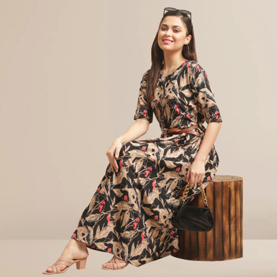 Fabflee Women A-line Black Dress