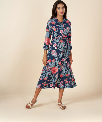 Akkriti by Pantaloons Women A-line Multicolor Midi/Calf Length Dress
