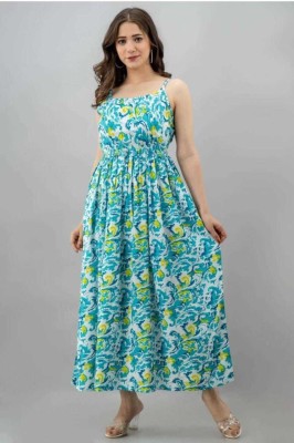 SHYAM SHIVAM CREATIONS Women Floral Print Anarkali Kurta(Green)