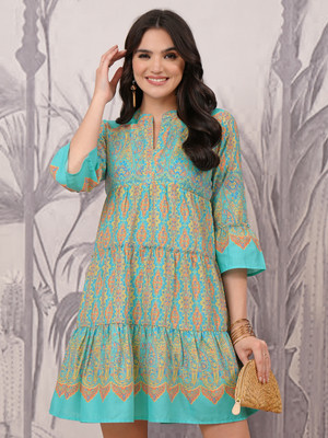 Vishudh Women A-line Blue Mini/Short Dress