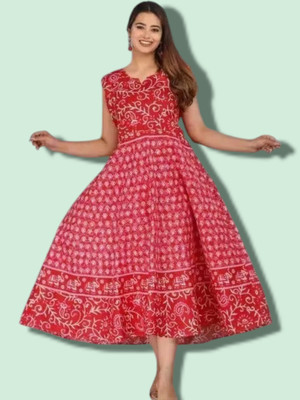 Shopglobals Women Gown Pink Knee Length Dress