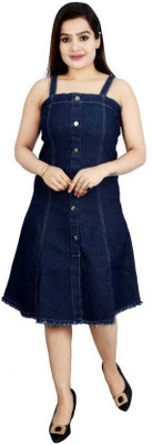 Divyans Women A-line Light Blue Knee Length Dress