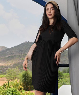 Pina Colada Women A-line Black Midi/Calf Length Dress