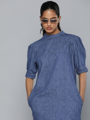 LEVI'S Women Sheath Blue Above Knee/Mid Thigh Length Dress