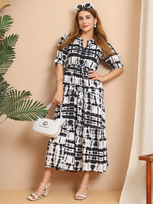 FabFinds Women A-line Multicolor Maxi/Full Length Dress