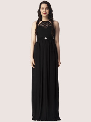 EastBay Women A-line Black Maxi/Full Length Dress