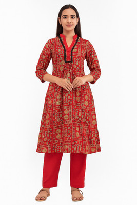 comfart Women Two Piece Dress Red Below Knee Dress