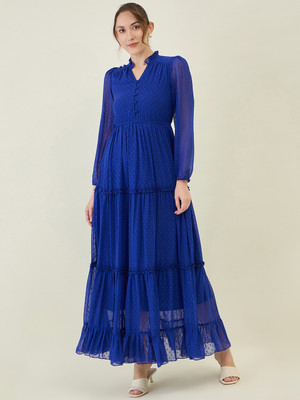 AAYU Women Layered Multicolor Maxi/Full Length Dress