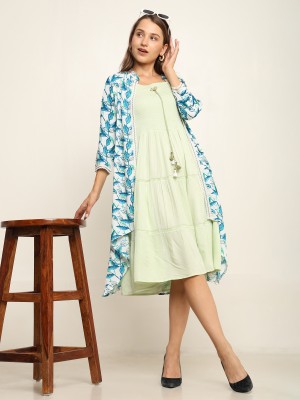 NG Fashion Women Fit and Flare Light Green Dress