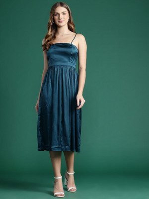 Dressberry Women Fit and Flare Green Midi/Calf Length Dress