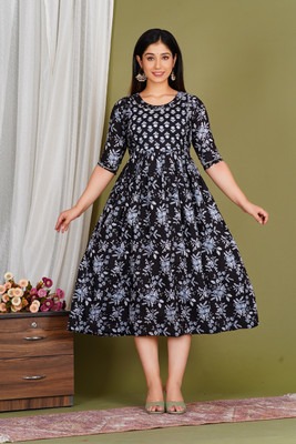 NEXTWEAR Women A-line Multicolor Ankle Length Dress