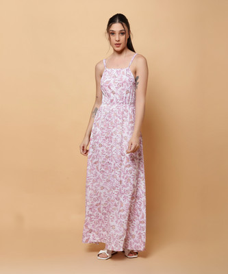 ROSEMELON Women A-line Pink Maxi/Full Length Dress