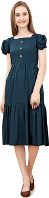 Rosasignora Women Maxi Green Knee Length Dress