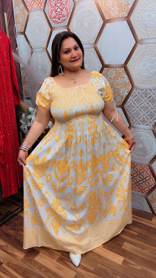 TIARO Women Maxi Yellow Full Length Dress