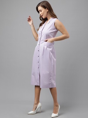 Hancock Women A-line Purple Below Knee Dress