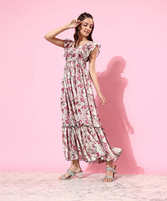 Miss Chase Women Tiered Multicolor Maxi/Full Length Dress