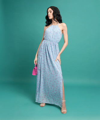 Tokyo Talkies Women Maxi Light Blue, Pink, Dark Blue Full Length Dress