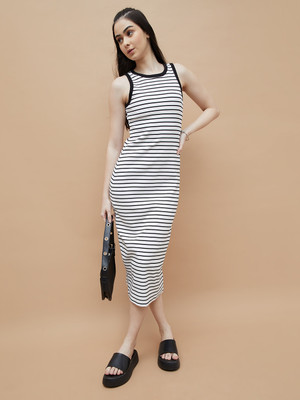 Ginger by Lifestyle Women Bodycon White Midi/Calf Length Dress