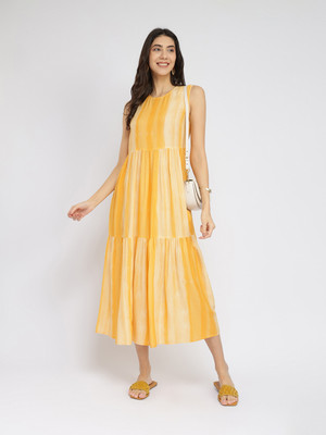 Pink Fort Women Maxi Yellow Midi/Calf Length Dress